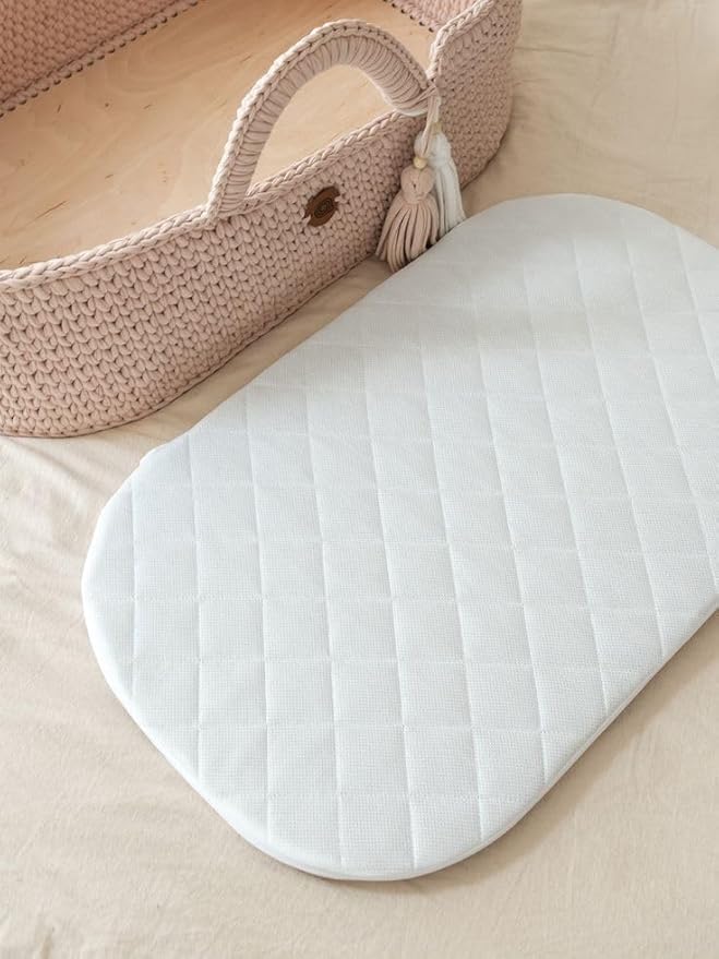 Newborn Moses Basket Mattress – Firm, Breathable with Washable Cover for Comfort & Safety