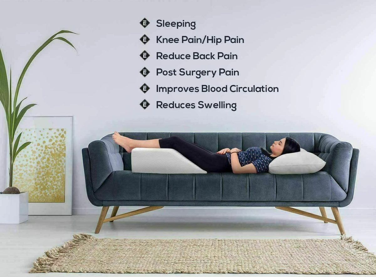 LEG Elevation Foam Wedge Pillow Leg Knee Hip &amp; Lower Back Pain Injury Recovery